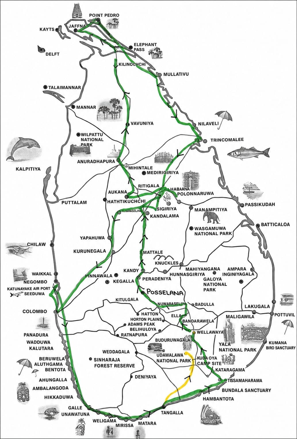 Route map for A Lap Around the Island