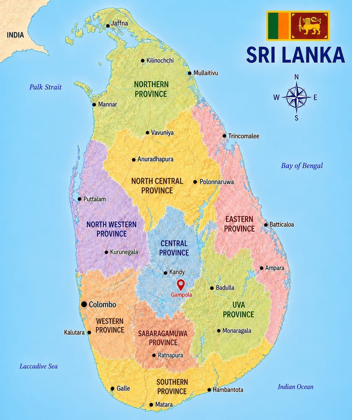 Map showing the location of Ambuluawa Tower in Sri Lanka