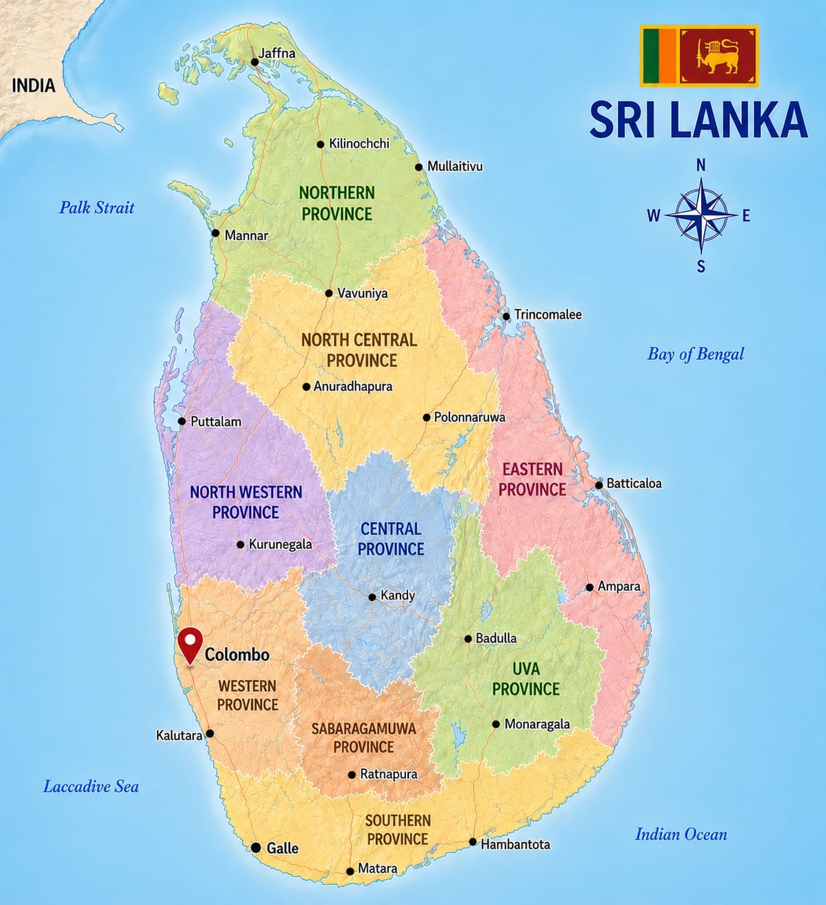 Map showing the location of Colombo in Sri Lanka