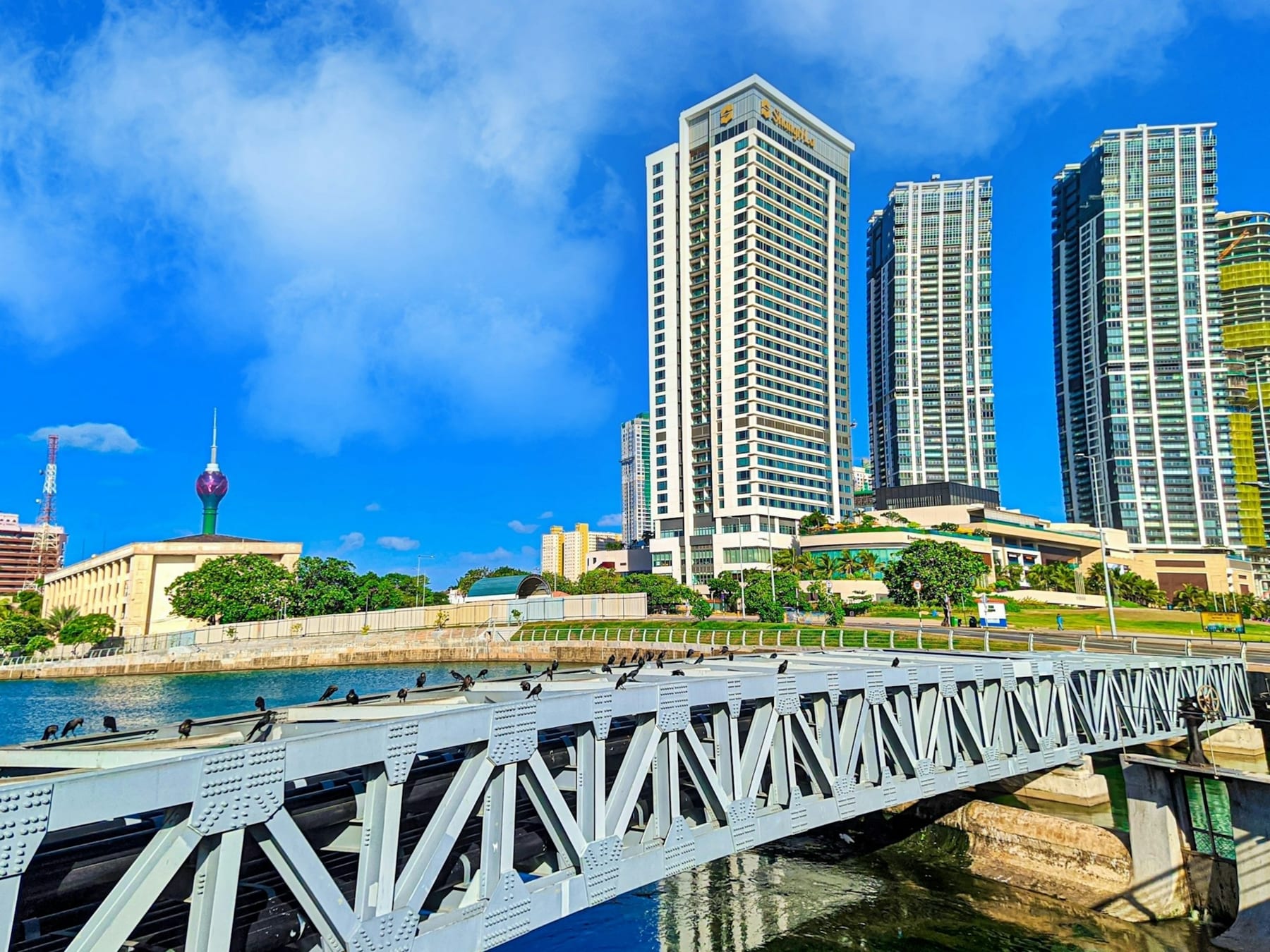 Colombo city skyline and Galle Face Green, Sri Lanka