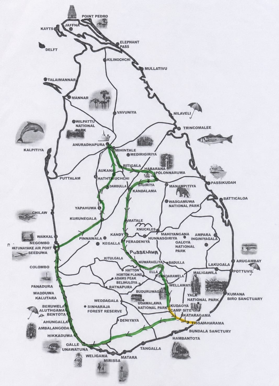 Route map for Eight Day Island Discovery & Beach Escape