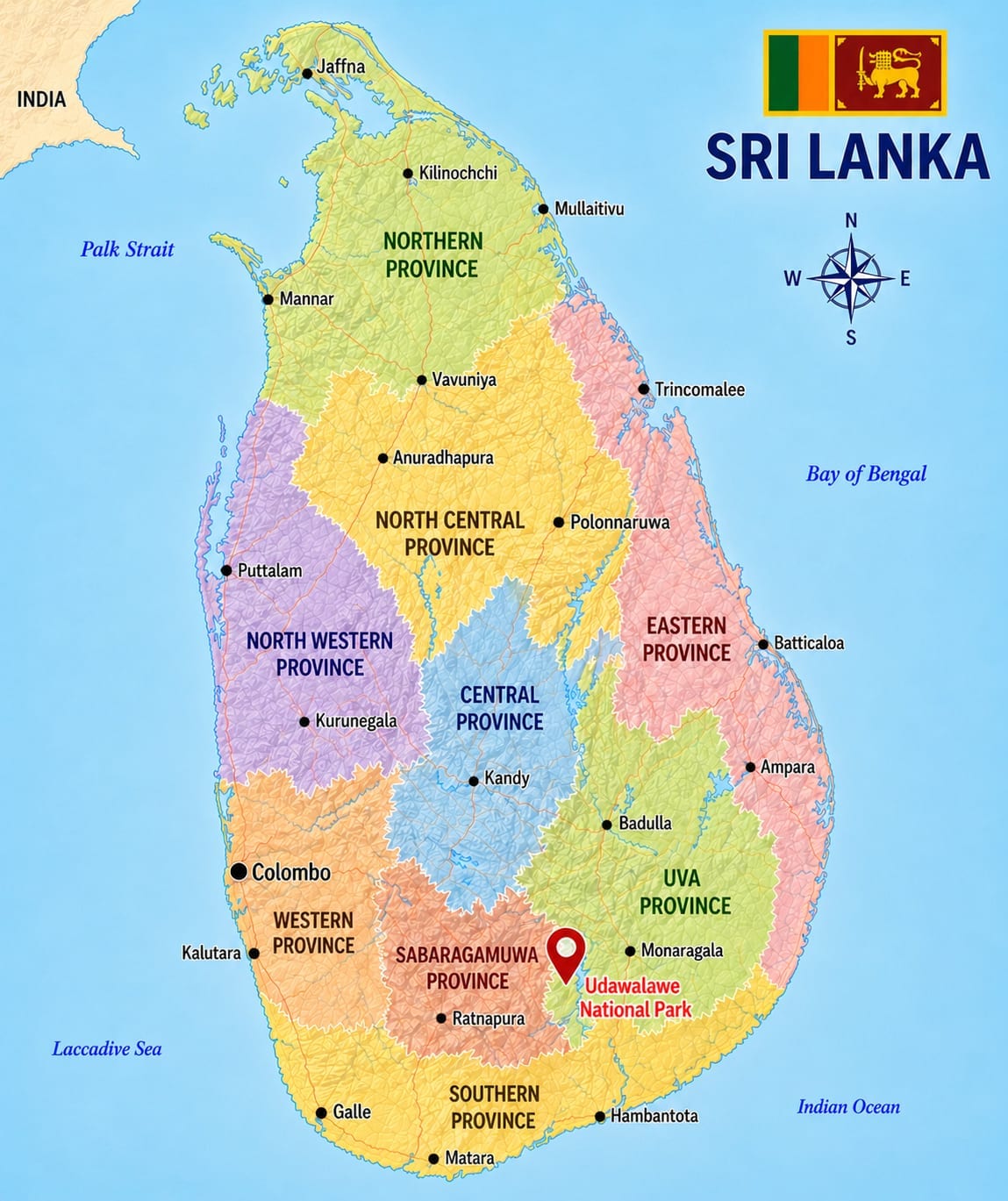 Map showing the location of Elephant Transit Home in Sri Lanka