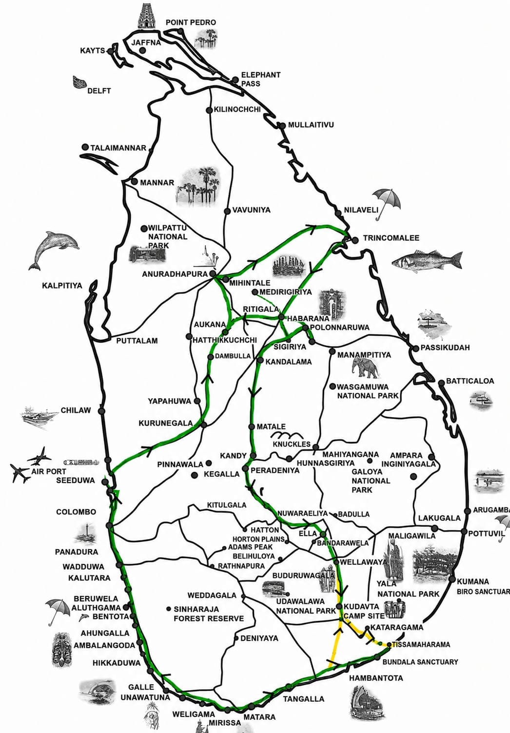 Route map for Heritage with East Coast