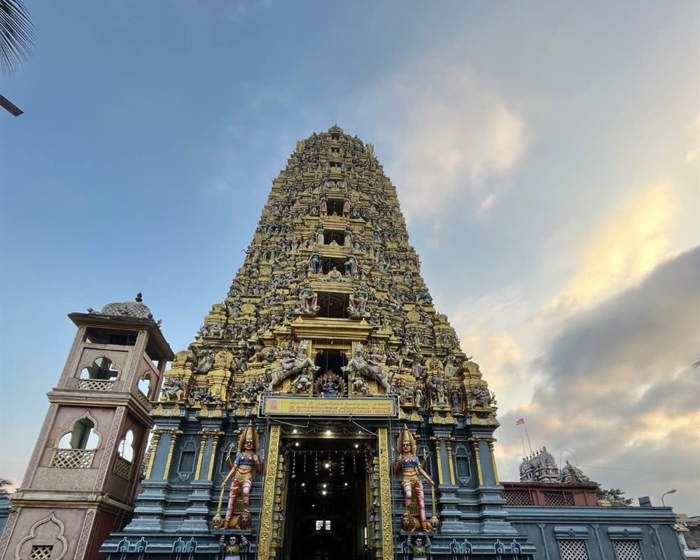 Ornately decorated temple chariot at a Sri Lankan festival