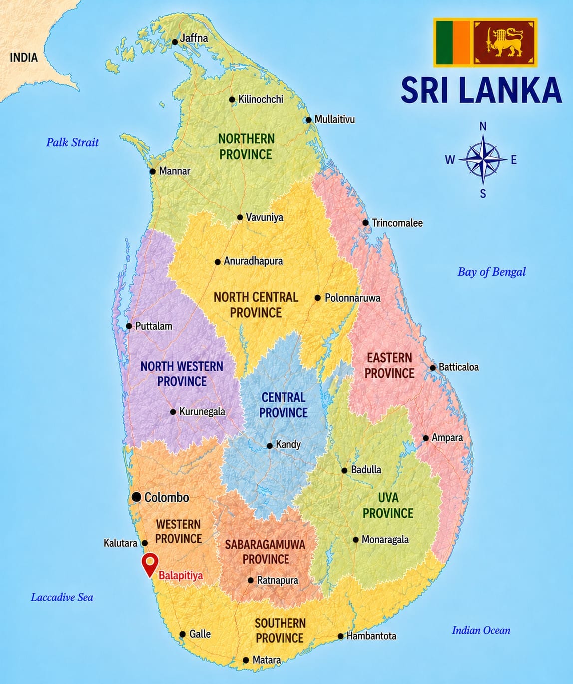 Map showing the location of Madu River in Sri Lanka