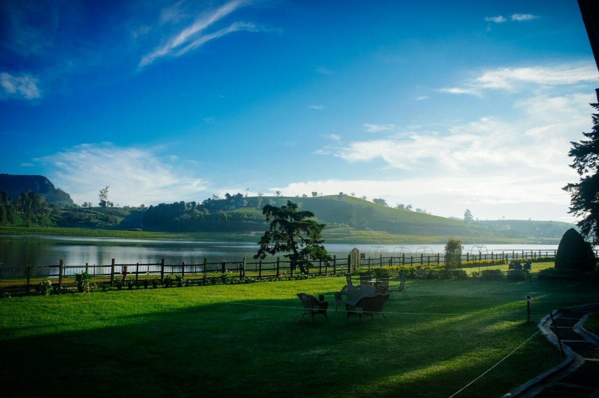 Tea plantations in Nuwara Eliya hill country, Sri Lanka