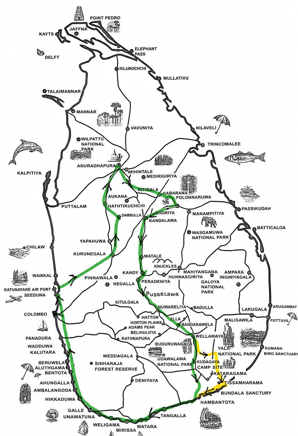Route map for Perfect Sri Lankan Get Away