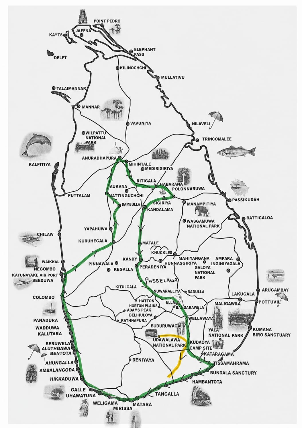 Route map for South Coast Serenity
