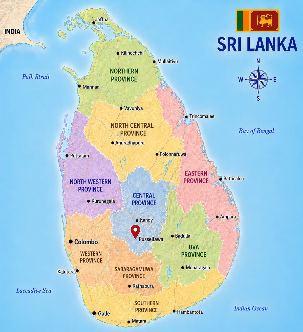 Map showing the location of Tea Factory in Sri Lanka